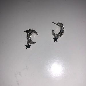 SILVER MOON AND STAR EAREINGS